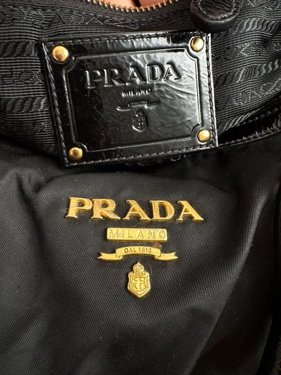Prada Black Nylon Bowling Satchel with Gold Hardware - Picture 6 of 6